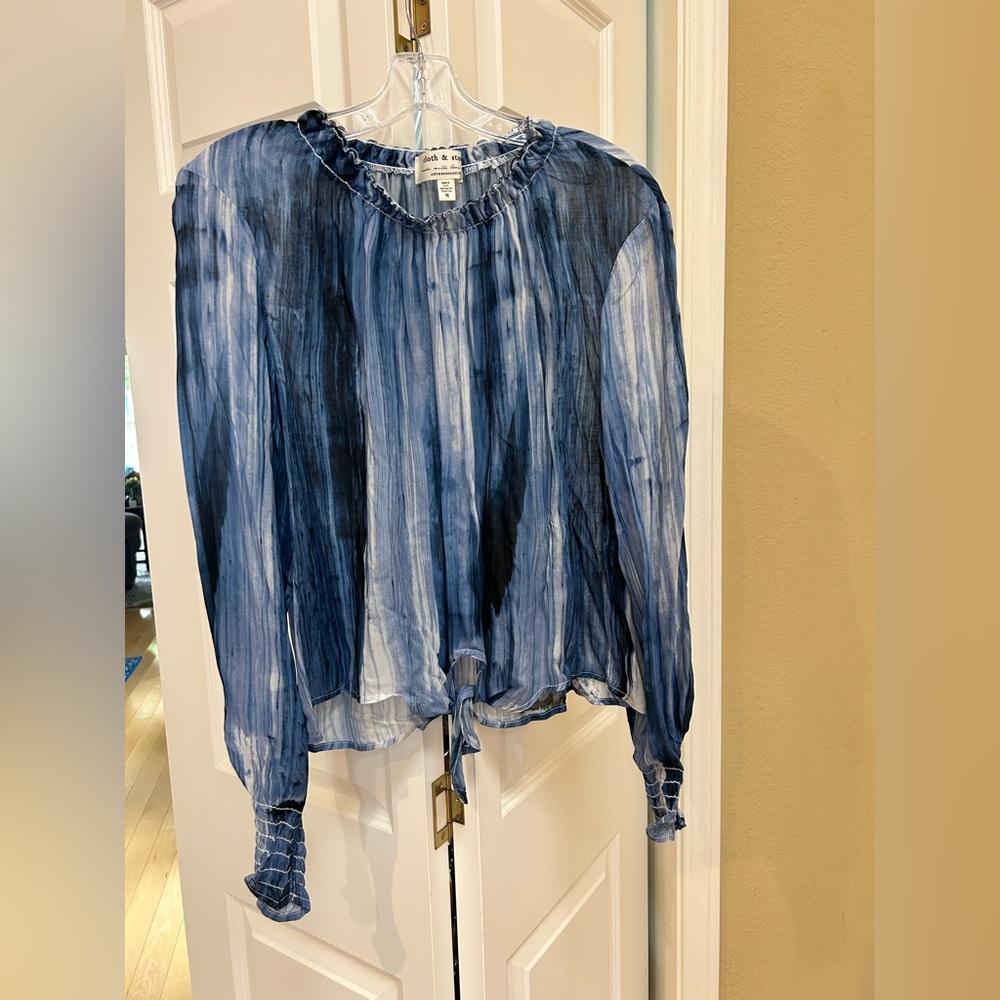 Anthropologie Blue and Black Striped Blouse